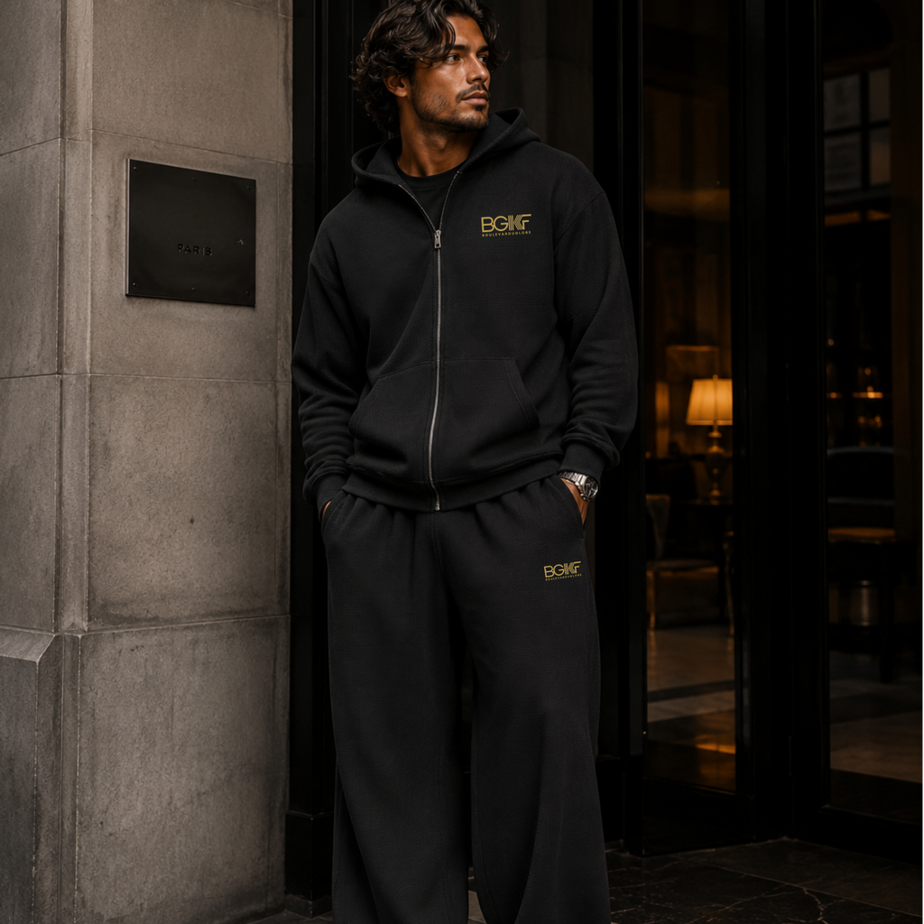 Sweat Homme à Capuche Oversize Zippé en Maille Gaufrée Premium Signature MARCO & LARA