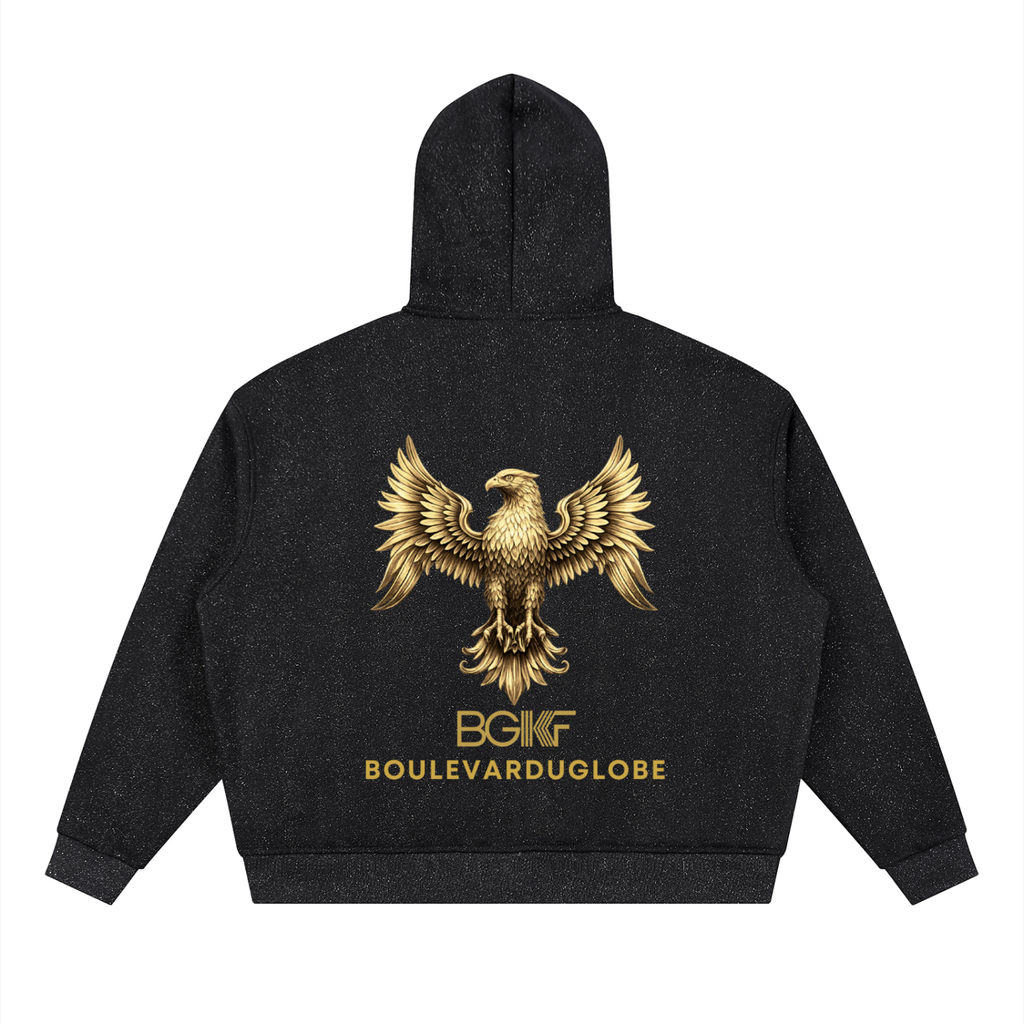 Sweat Homme à capuche zippé coupe boxy scintillant Collection PREMIUM