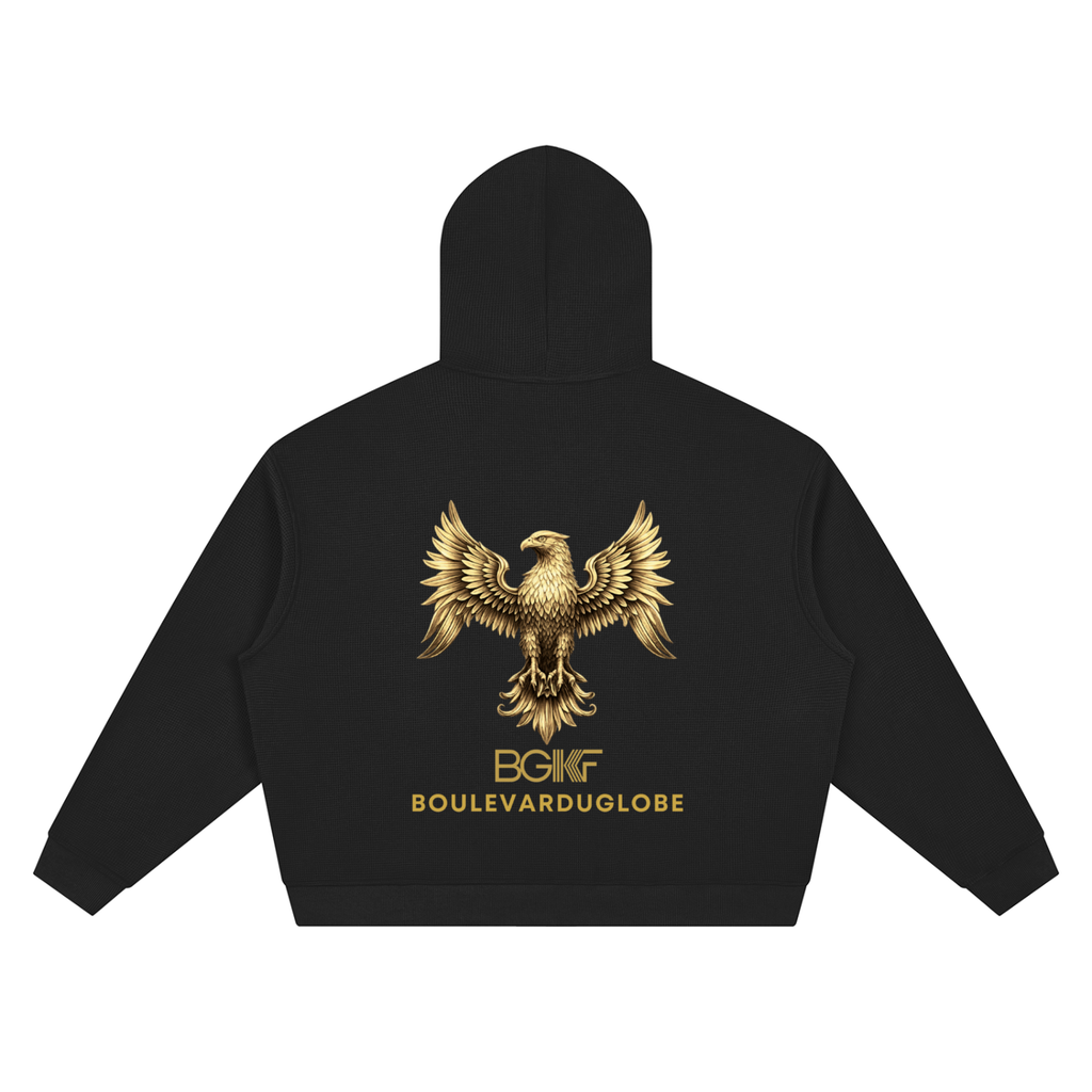 Sweat Homme à Capuche Oversize Zippé en Maille Gaufrée Premium Signature MARCO & LARA