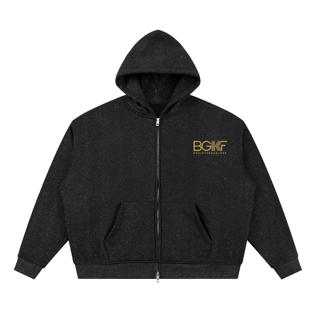 Sweat Homme à capuche zippé coupe boxy scintillant Collection PREMIUM