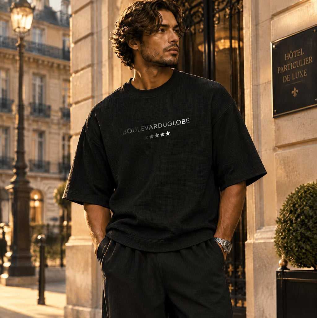 T-shirt unisexe à motif gaufré et coupe carrée Collection SHADOW